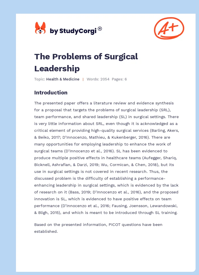 The Problems of Surgical Leadership. Page 1