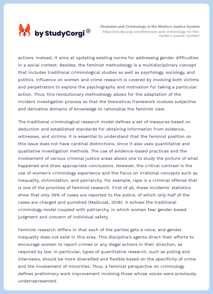 Feminism and Criminology in the Modern Justice System. Page 2