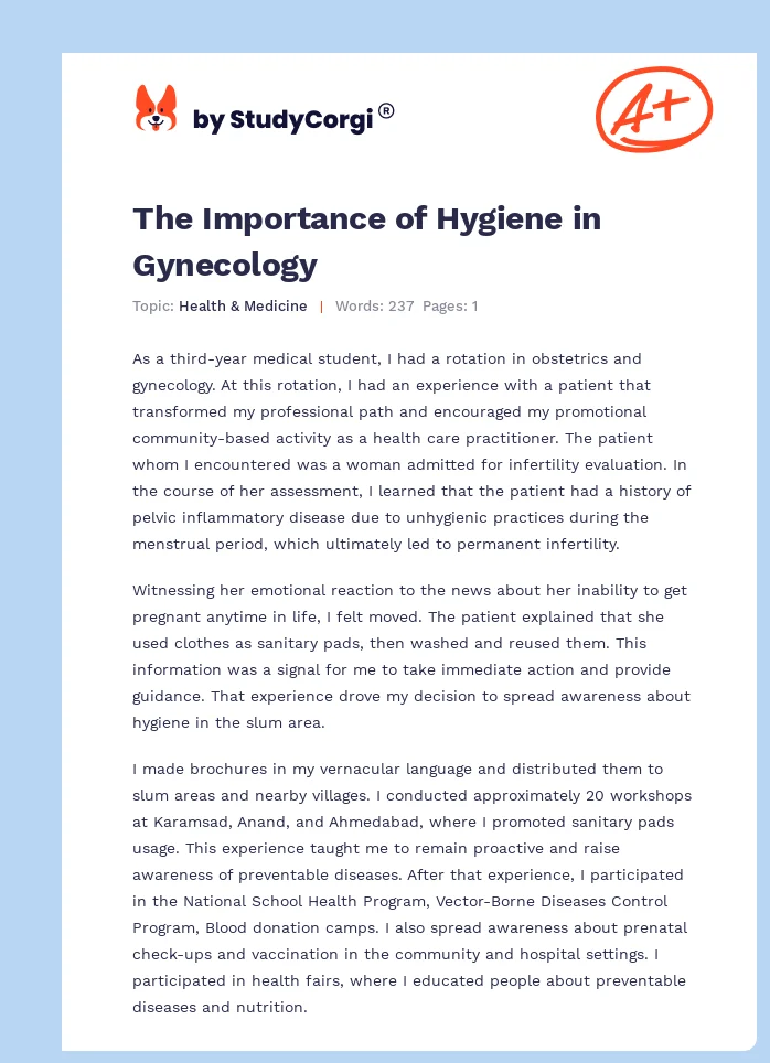 The Importance of Hygiene in Gynecology. Page 1