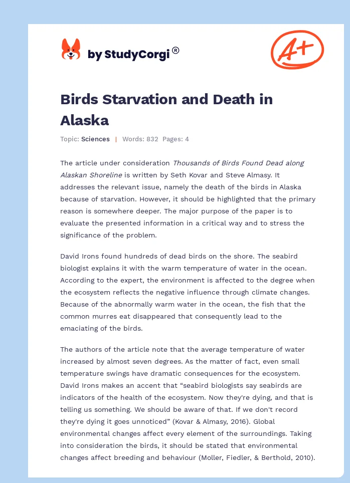 Birds Starvation and Death in Alaska. Page 1