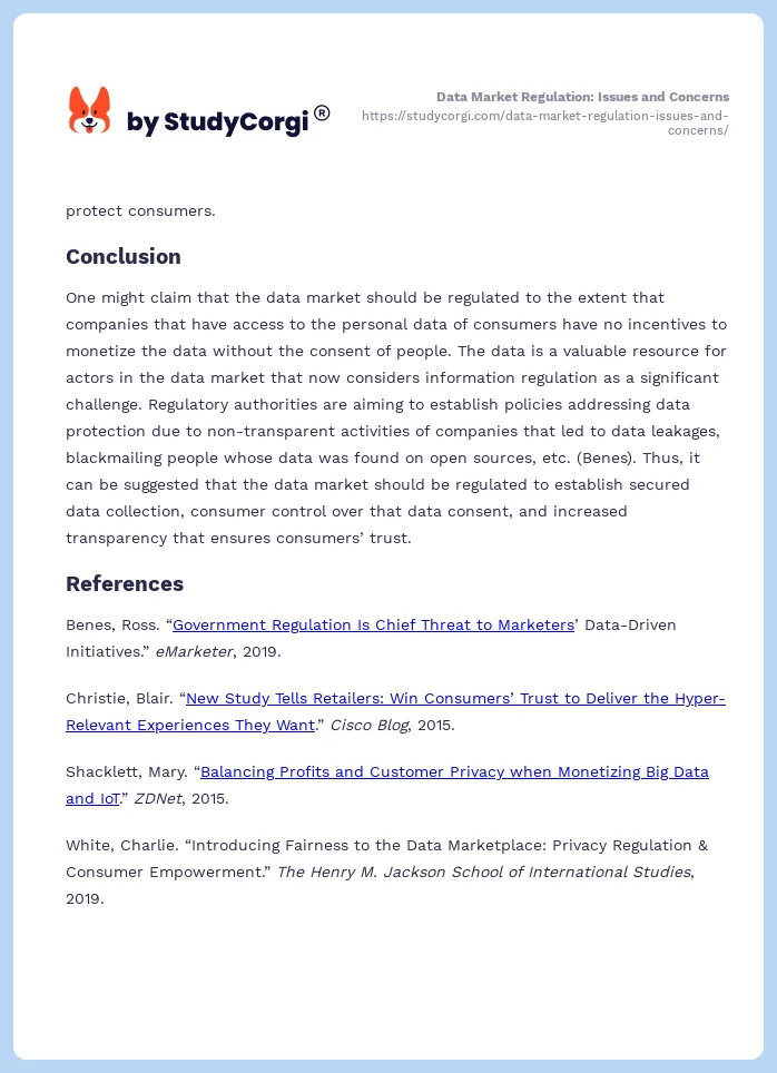 Data Market Regulation: Issues and Concerns. Page 2