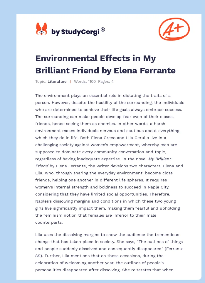 Environmental Effects in My Brilliant Friend by Elena Ferrante. Page 1