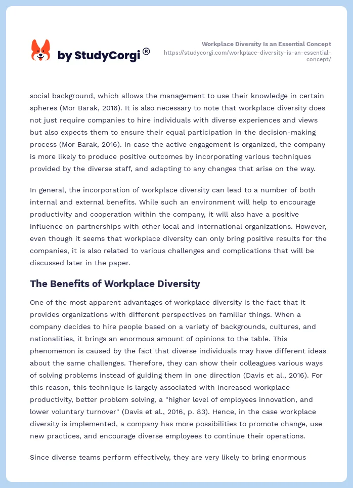 Workplace Diversity Is an Essential Concept. Page 2