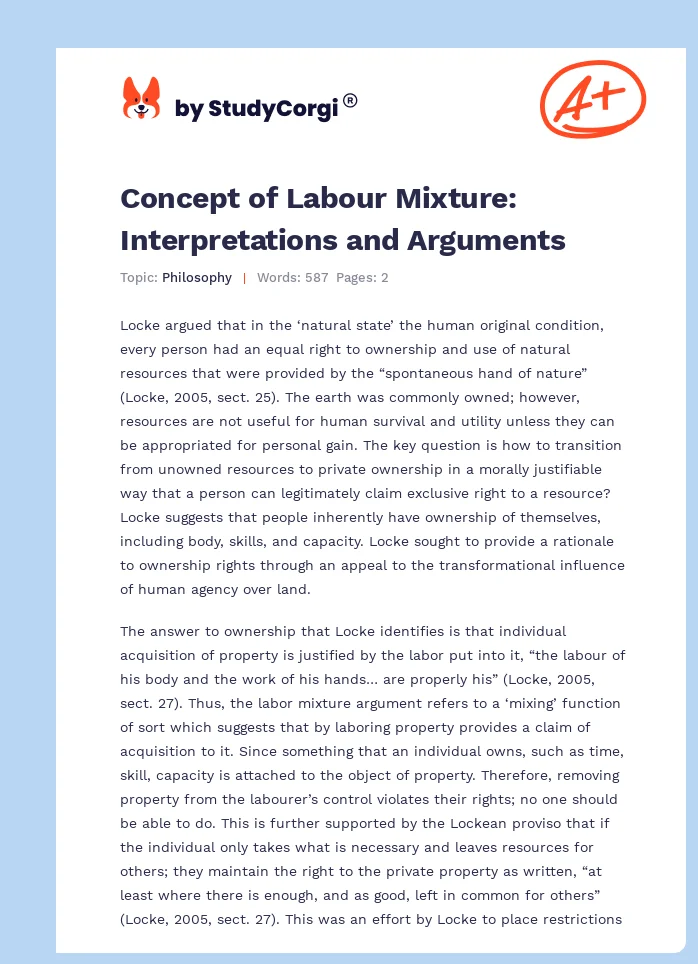 Concept of Labour Mixture: Interpretations and Arguments. Page 1
