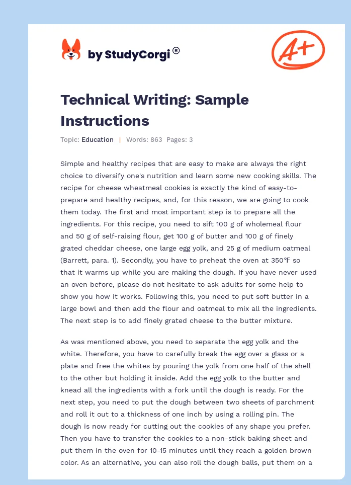 Technical Writing: Sample Instructions. Page 1