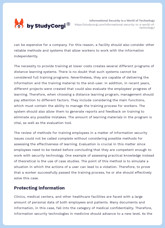 Informational Security in a World of Technology. Page 2