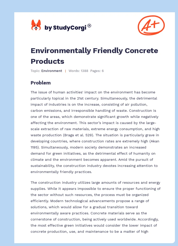 Environmentally Friendly Concrete Products. Page 1