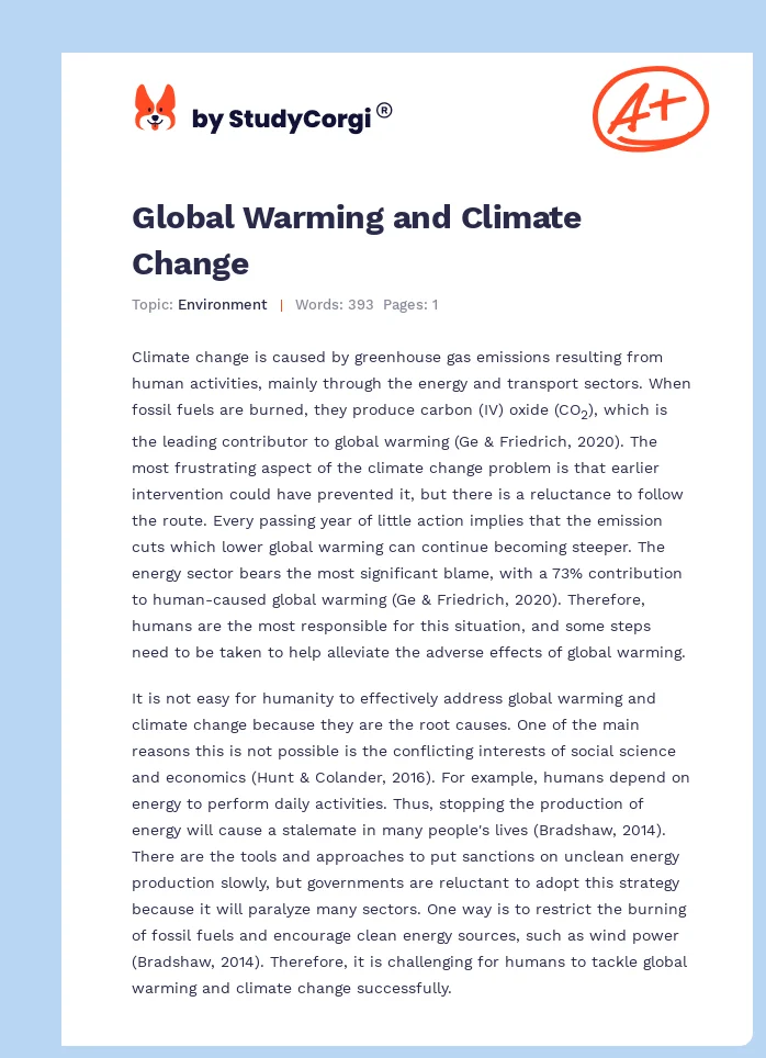 Global Warming and Climate Change. Page 1