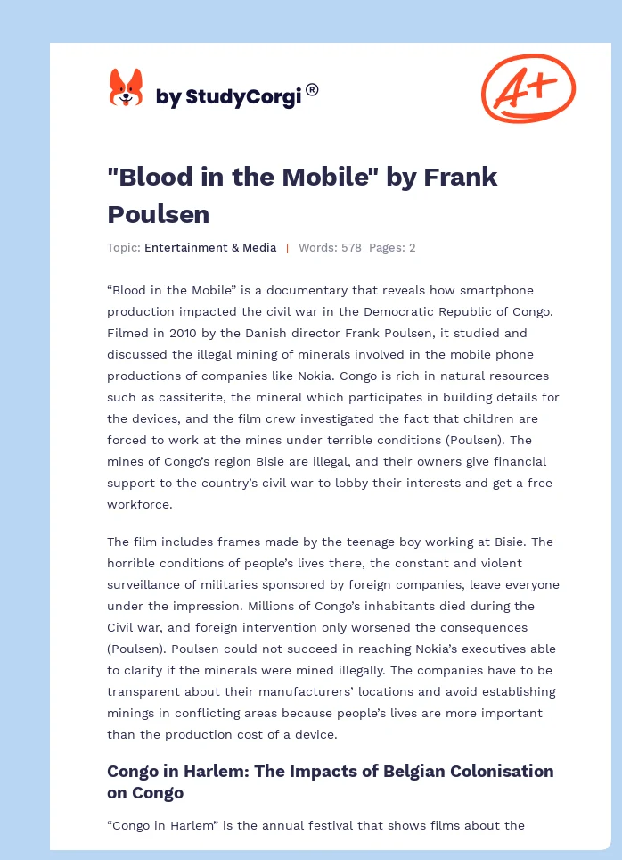 "Blood in the Mobile" by Frank Poulsen. Page 1