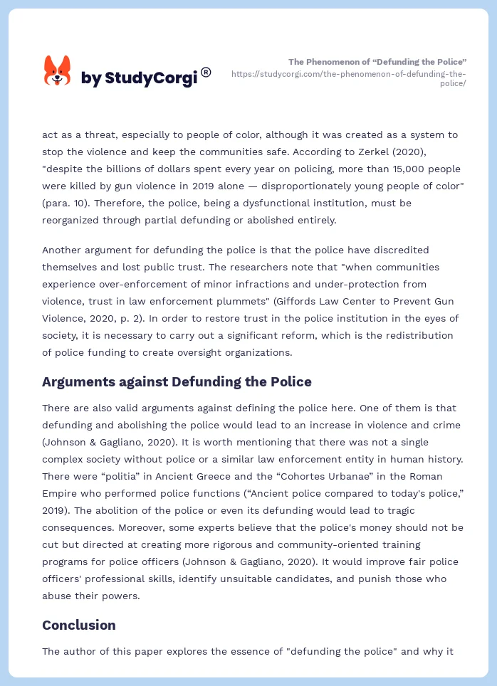 The Phenomenon of “Defunding the Police”. Page 2