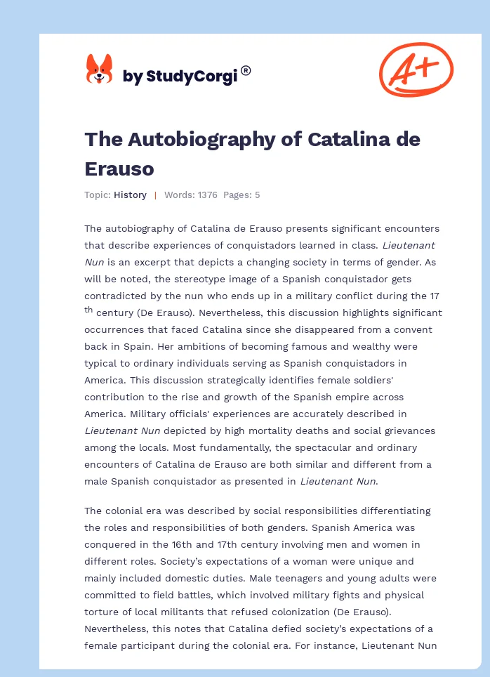 The Autobiography of Catalina de Erauso. Page 1