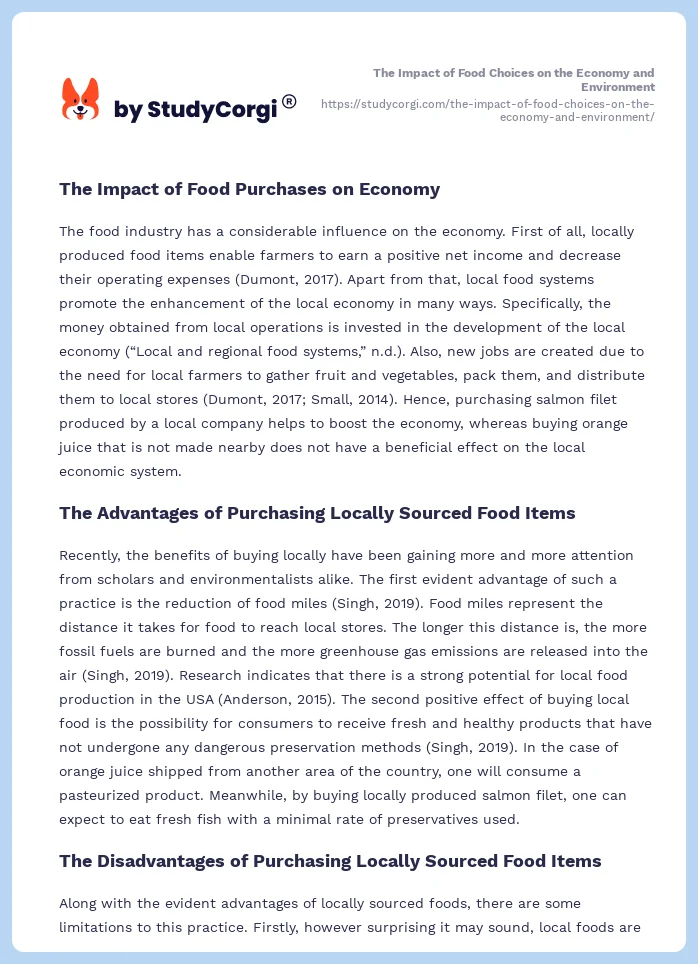 The Impact of Food Choices on the Economy and Environment. Page 2