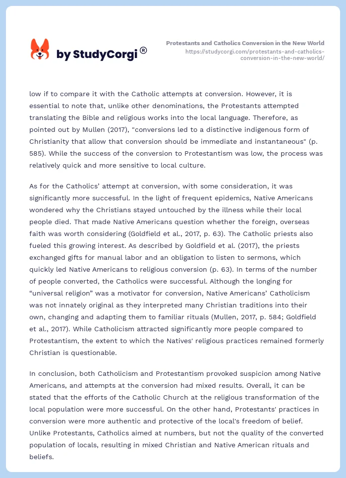 Protestants and Catholics Conversion in the New World. Page 2