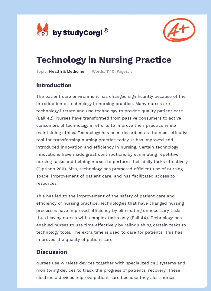 Technology in Nursing Practice. Page 1