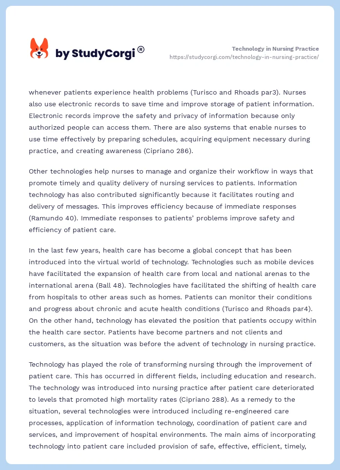 Technology in Nursing Practice. Page 2