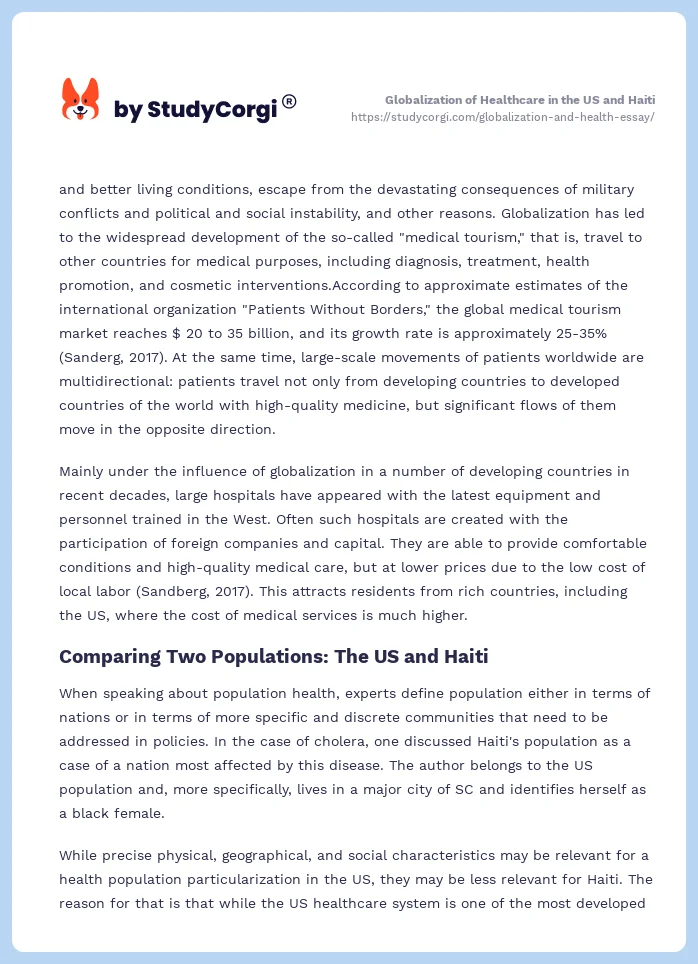 Globalization of Healthcare in the US and Haiti. Page 2