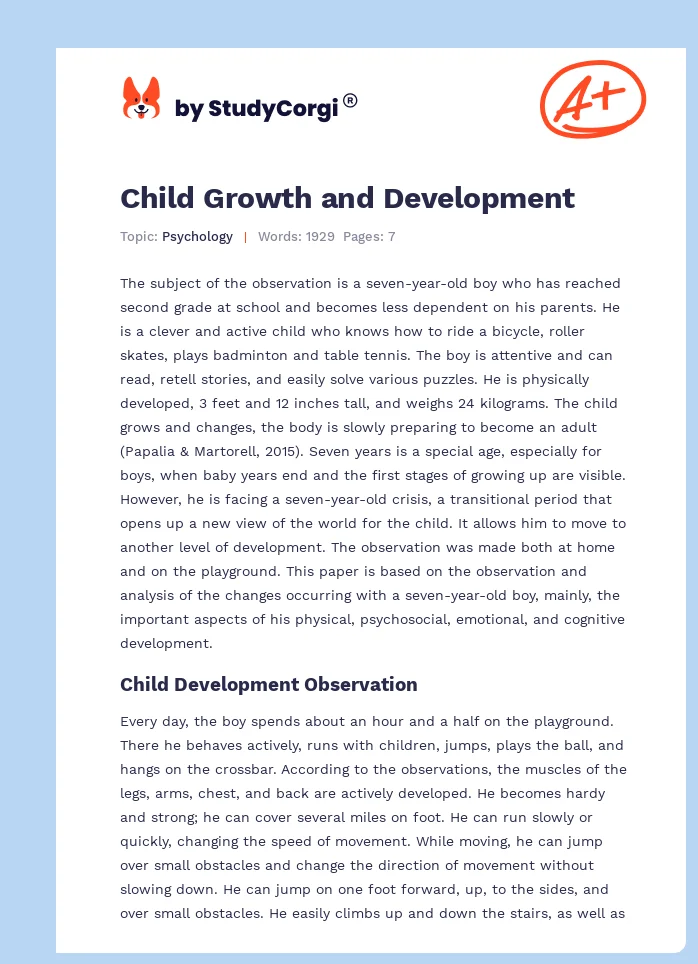 Child Growth and Development. Page 1