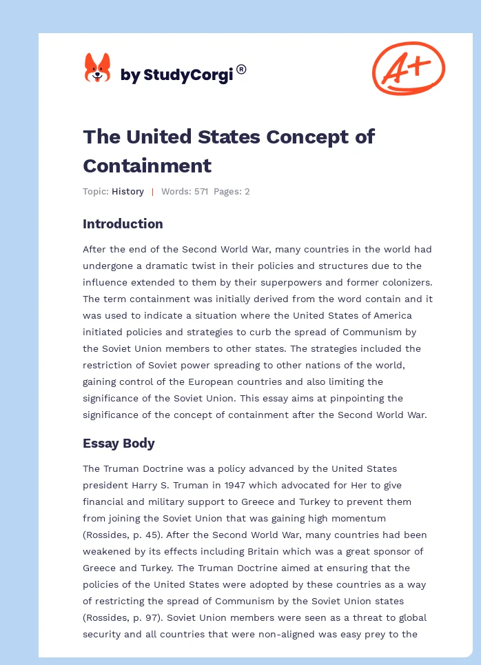 The United States Concept of Containment. Page 1