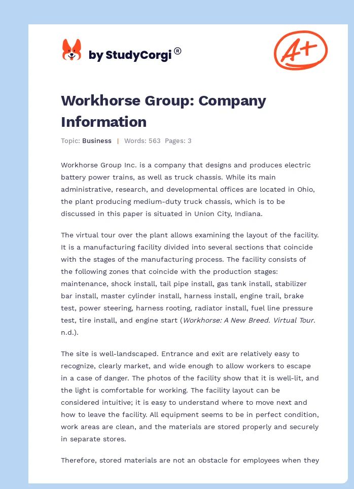 Workhorse Group: Company Information. Page 1