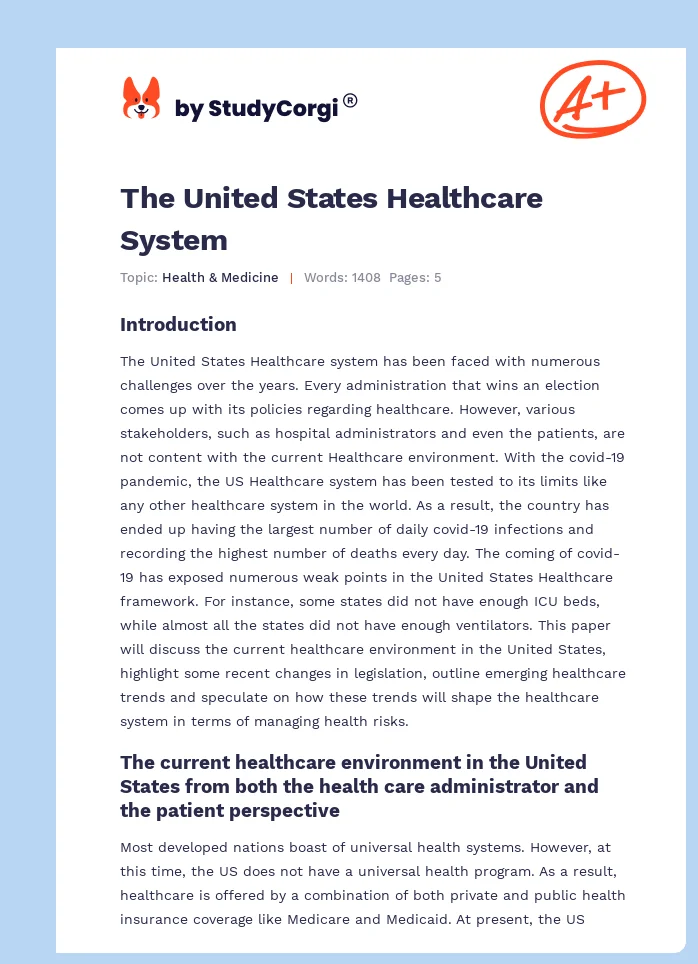 The United States Healthcare System. Page 1