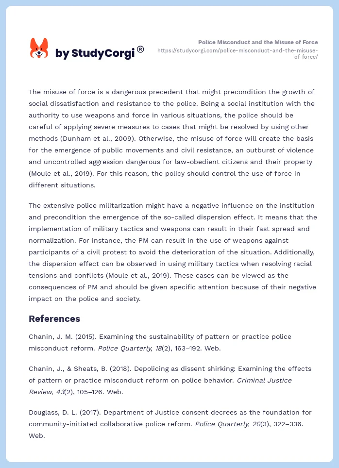 Police Misconduct and the Misuse of Force. Page 2