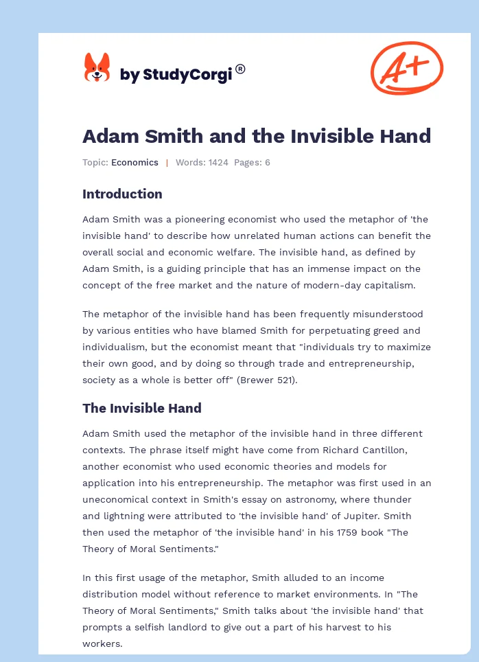 Adam Smith and the Invisible Hand. Page 1