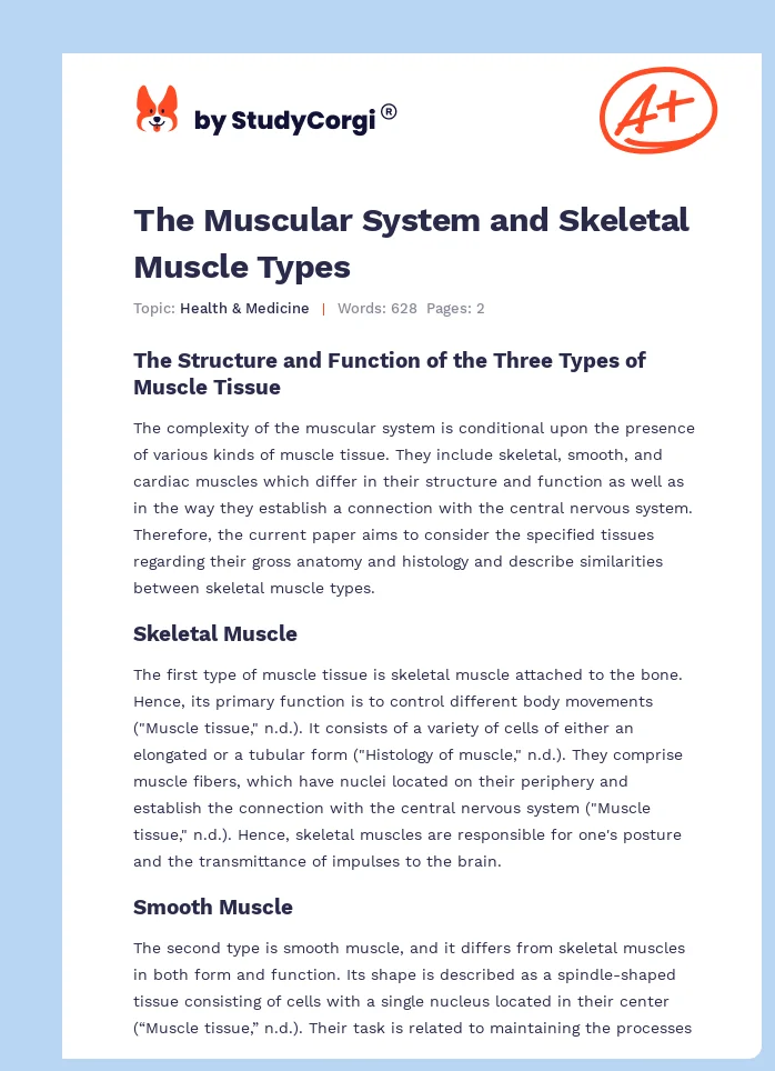 The Muscular System and Skeletal Muscle Types. Page 1