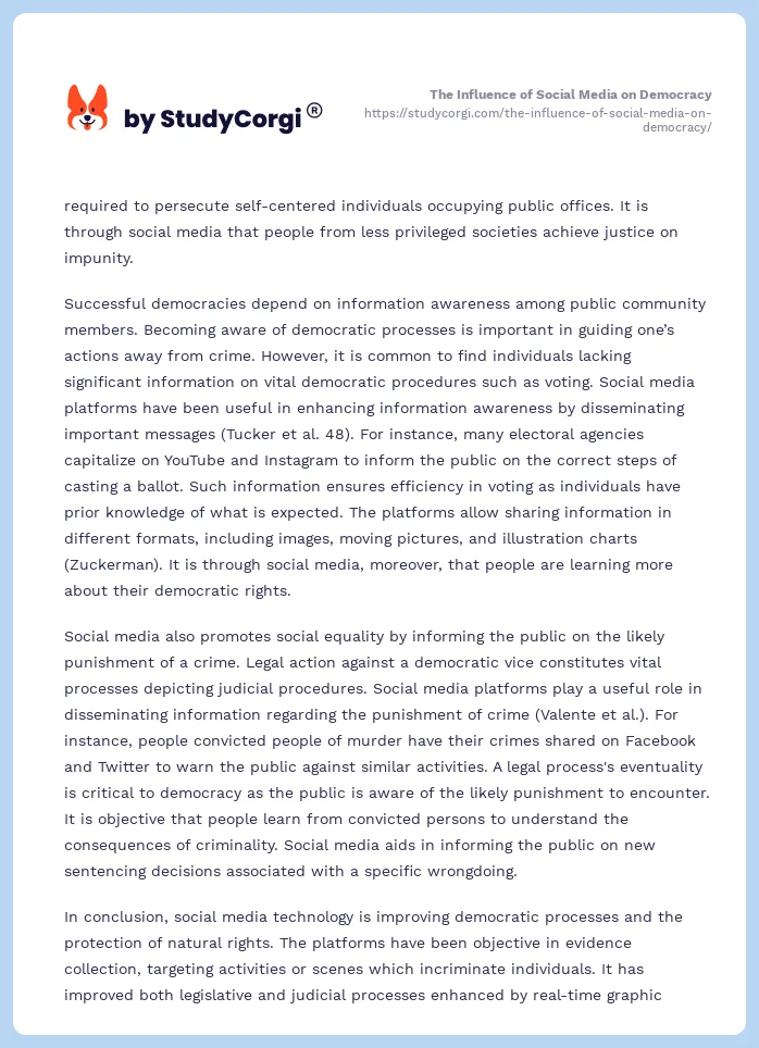 The Influence of Social Media on Democracy. Page 2