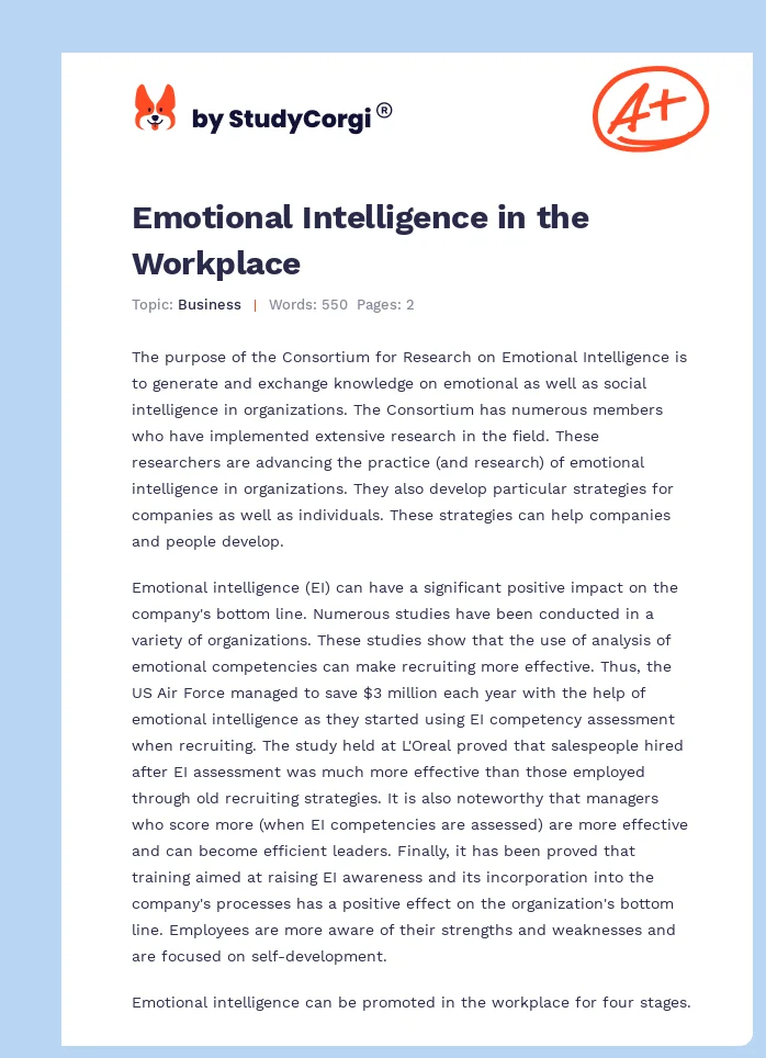 Emotional Intelligence in the Workplace. Page 1