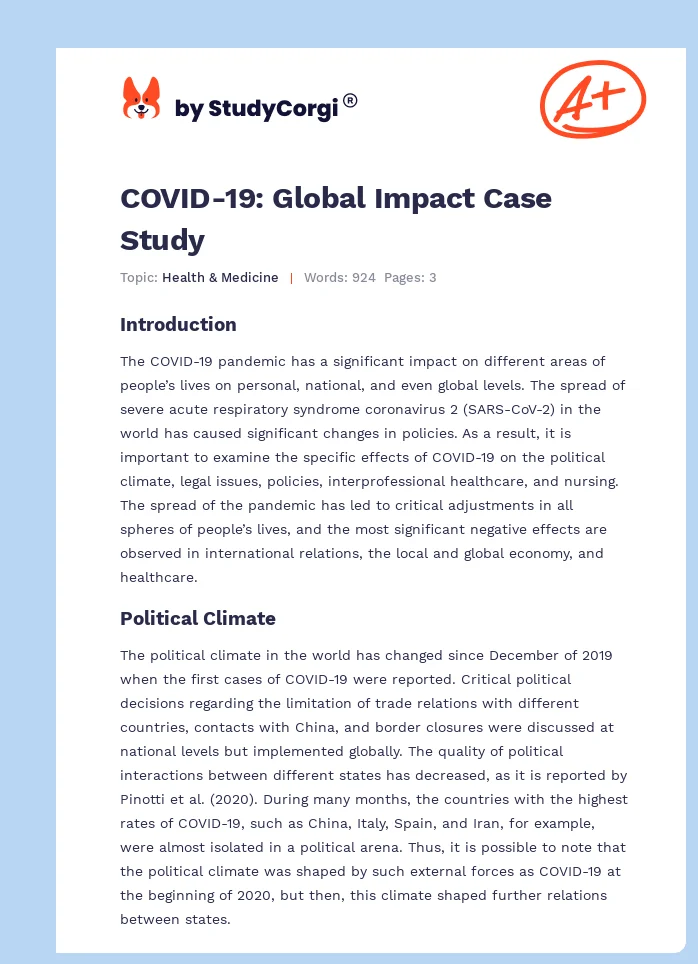 COVID-19: Global Impact Case Study. Page 1