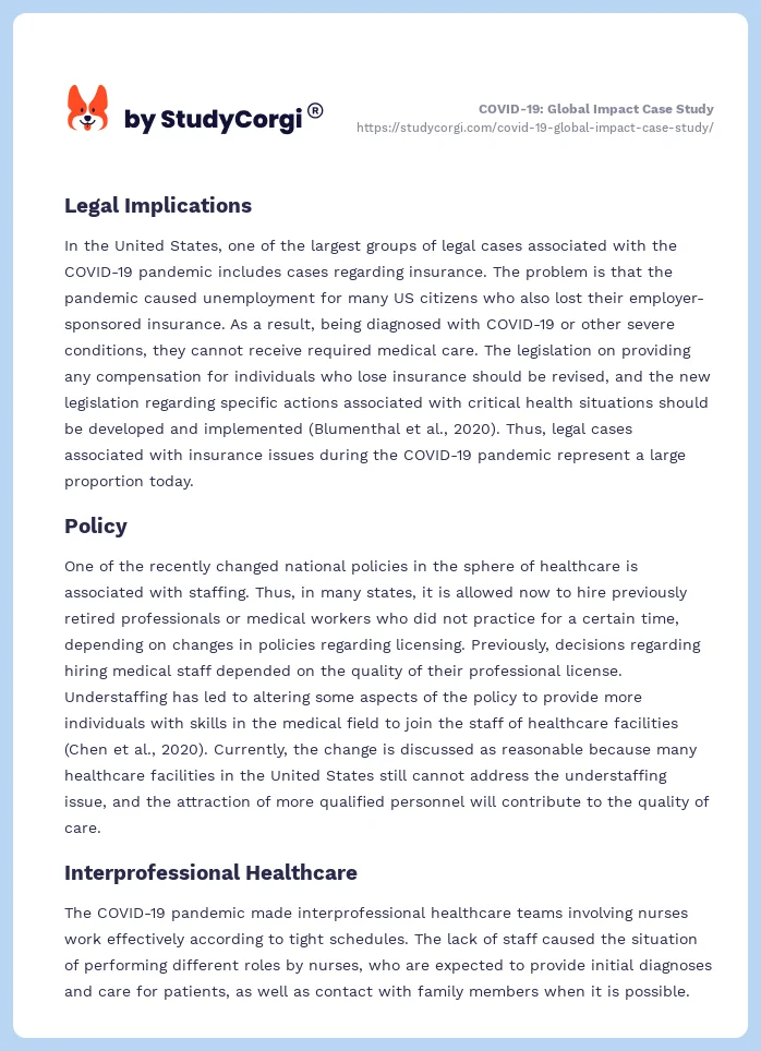 COVID-19: Global Impact Case Study. Page 2