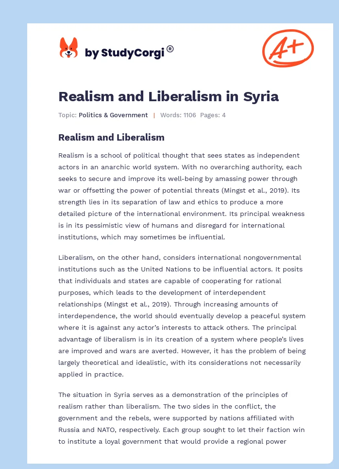 Realism and Liberalism in Syria. Page 1