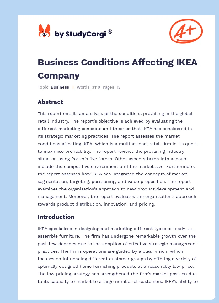 Business Conditions Affecting IKEA Company. Page 1