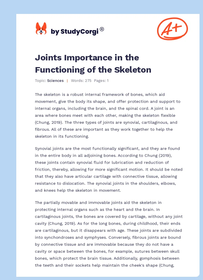 Joints Importance in the Functioning of the Skeleton. Page 1