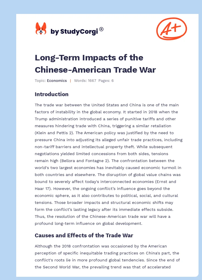 Long-Term Impacts of the Chinese-American Trade War. Page 1