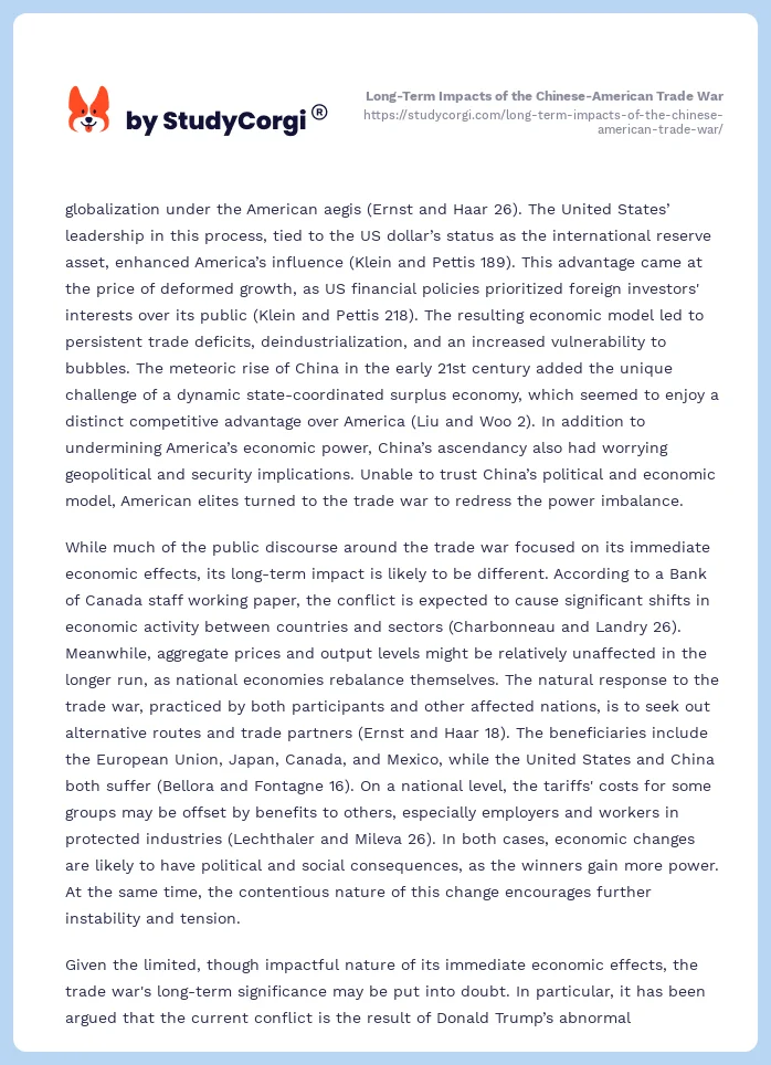 Long-Term Impacts of the Chinese-American Trade War. Page 2
