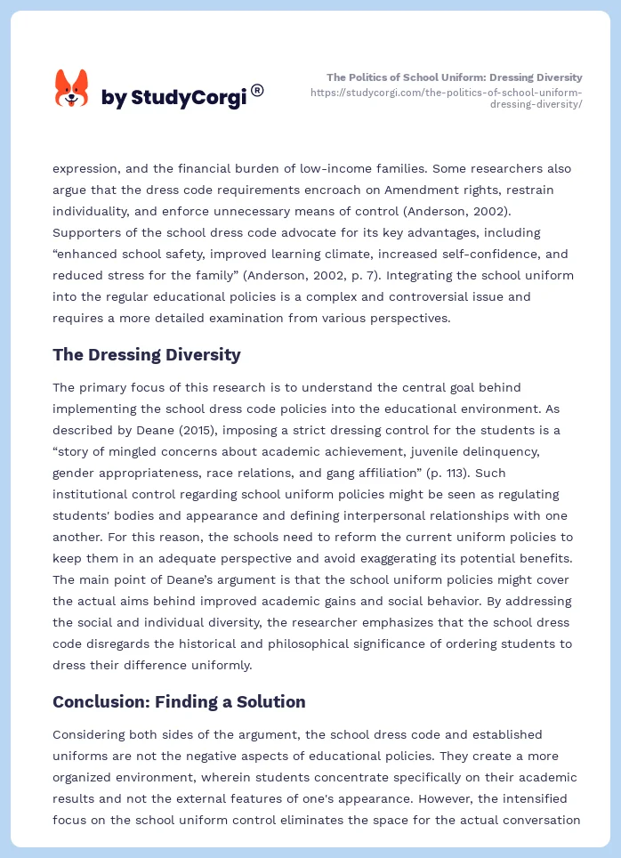 The Politics of School Uniform: Dressing Diversity. Page 2