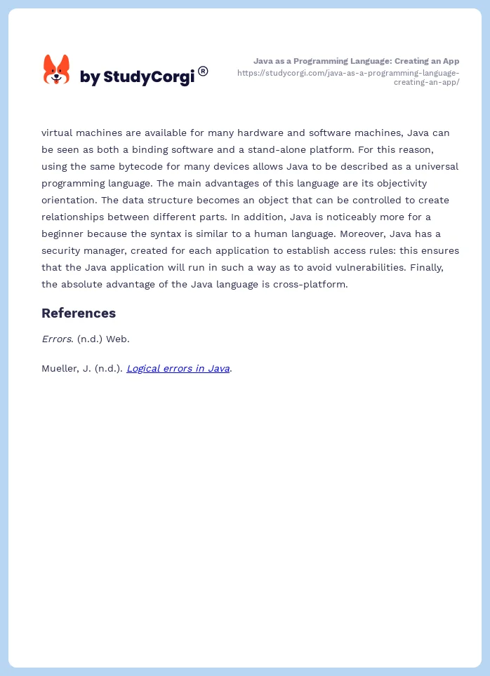 Java as a Programming Language: Creating an App. Page 2