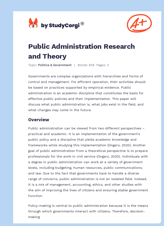 Public Administration Research and Theory. Page 1