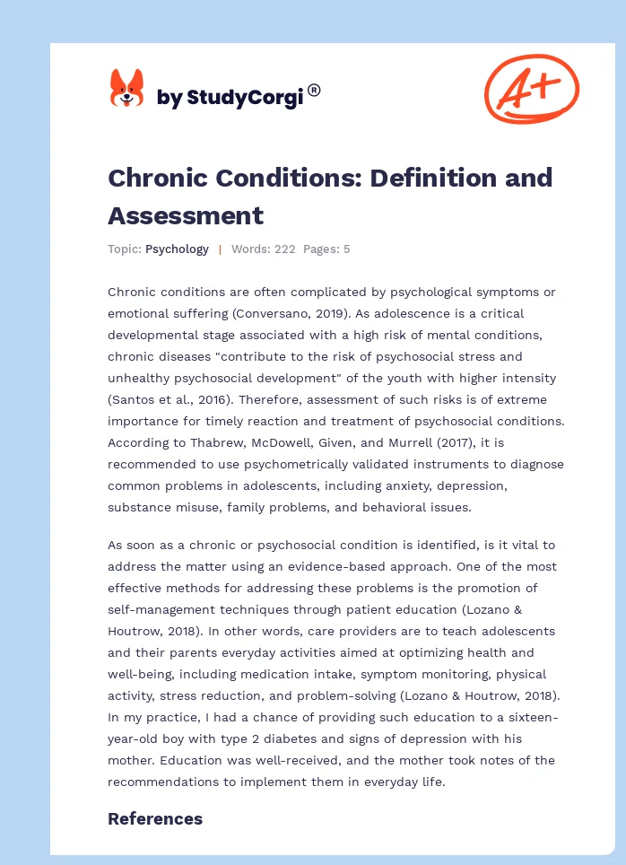 Chronic Conditions: Definition and Assessment. Page 1