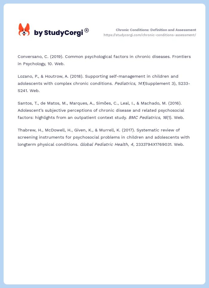 Chronic Conditions: Definition and Assessment. Page 2