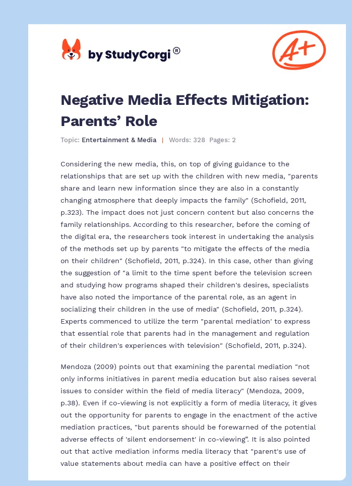 Negative Media Effects Mitigation: Parents’ Role. Page 1