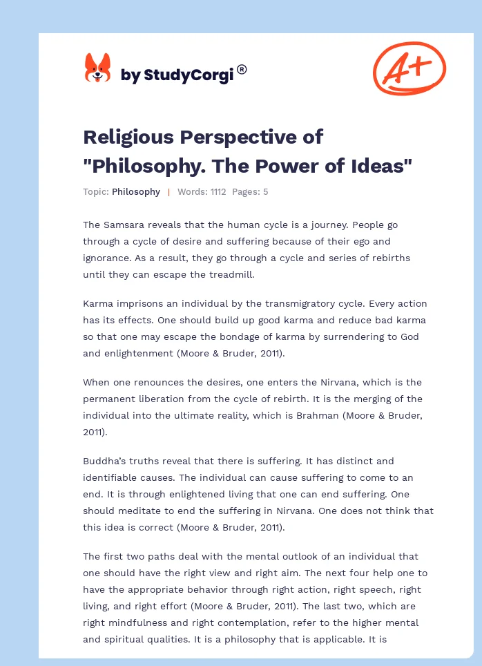 Religious Perspective of "Philosophy. The Power of Ideas". Page 1