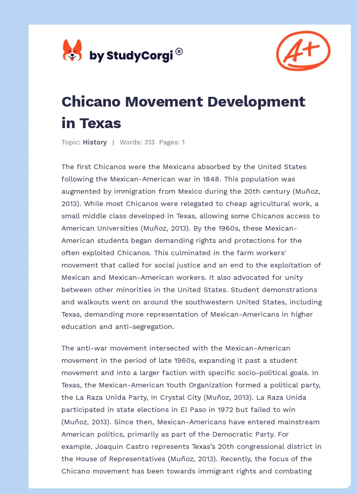 Chicano Movement Development in Texas. Page 1