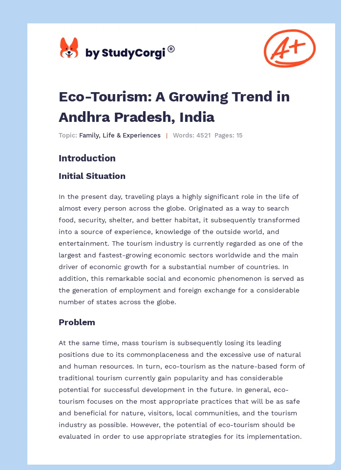 Eco-Tourism: A Growing Trend in Andhra Pradesh, India. Page 1
