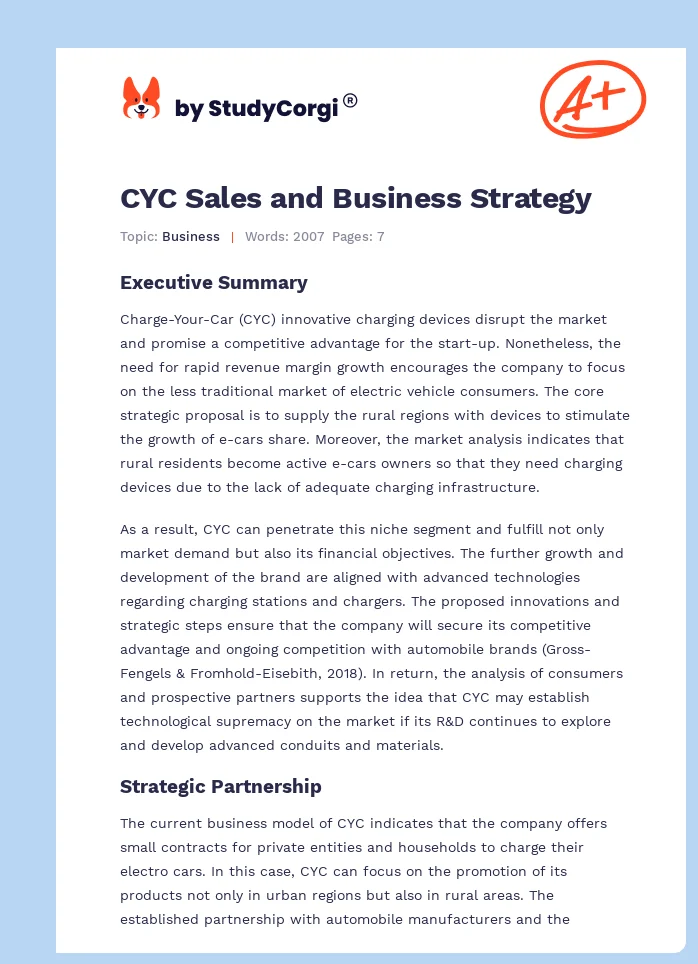 CYC Sales and Business Strategy. Page 1