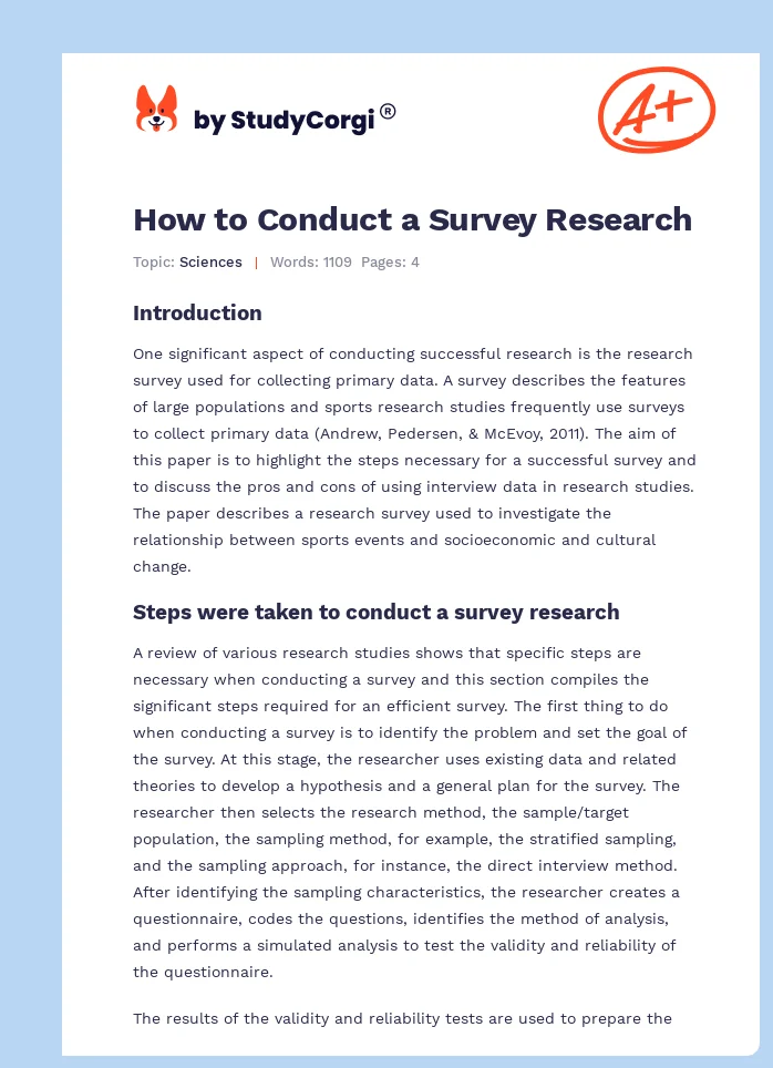 How to Conduct a Survey Research. Page 1