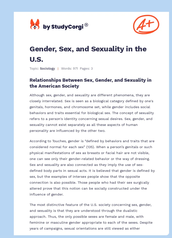 Gender, Sex, and Sexuality in the U.S.. Page 1