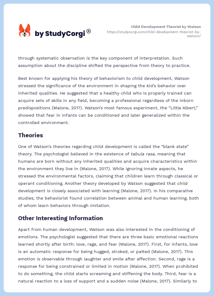 Child Development Theorist by Watson. Page 2