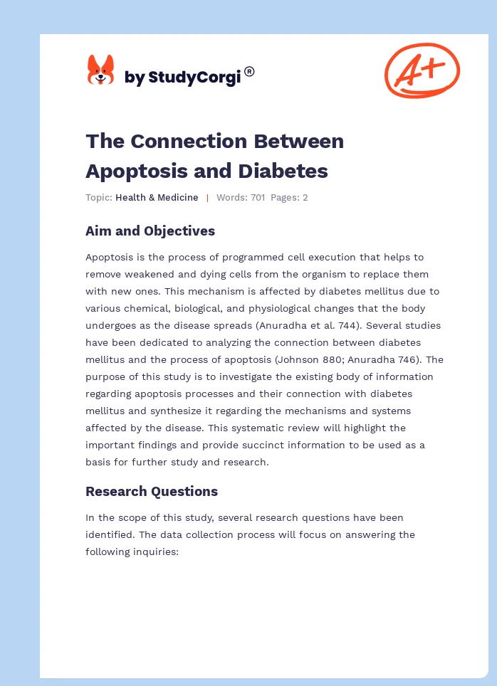The Connection Between Apoptosis and Diabetes. Page 1